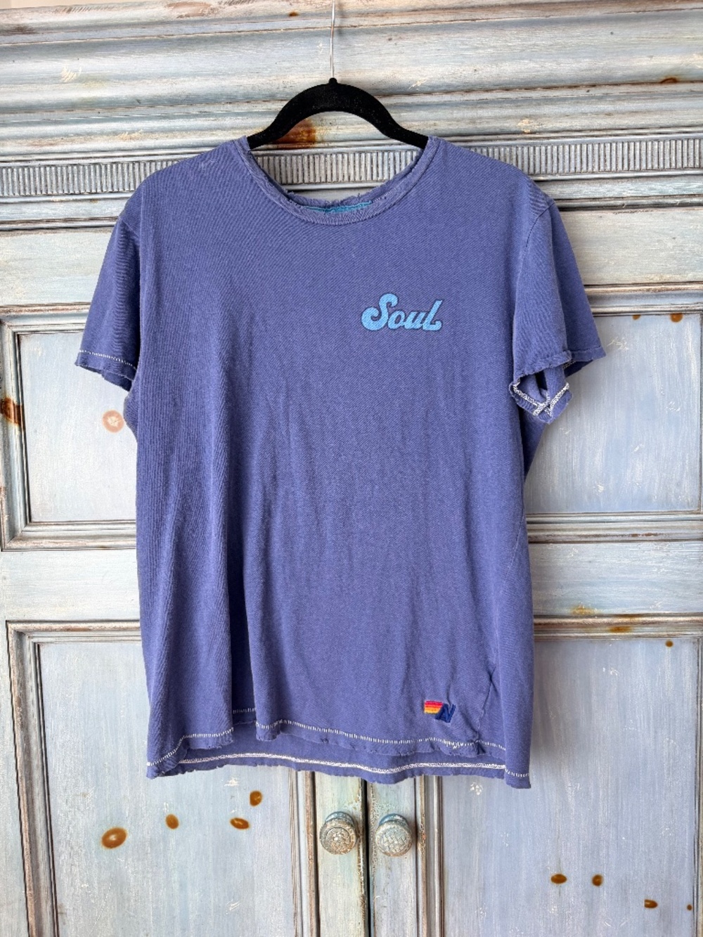 Aviator Nation x Soulcycle Blue S/S Tee Size L